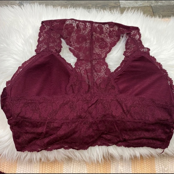 Plus Dk.Burgundy Bralette Hourglass Back Lace Pads - Picture 5 of 10